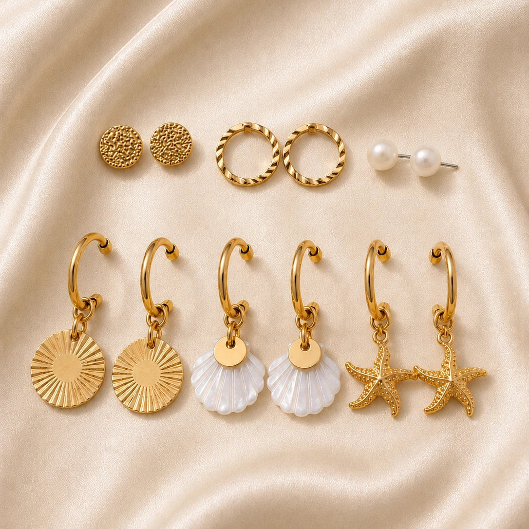 Set de Boucles d'Oreilles Mixte "Évasion Marine" - Collection LH