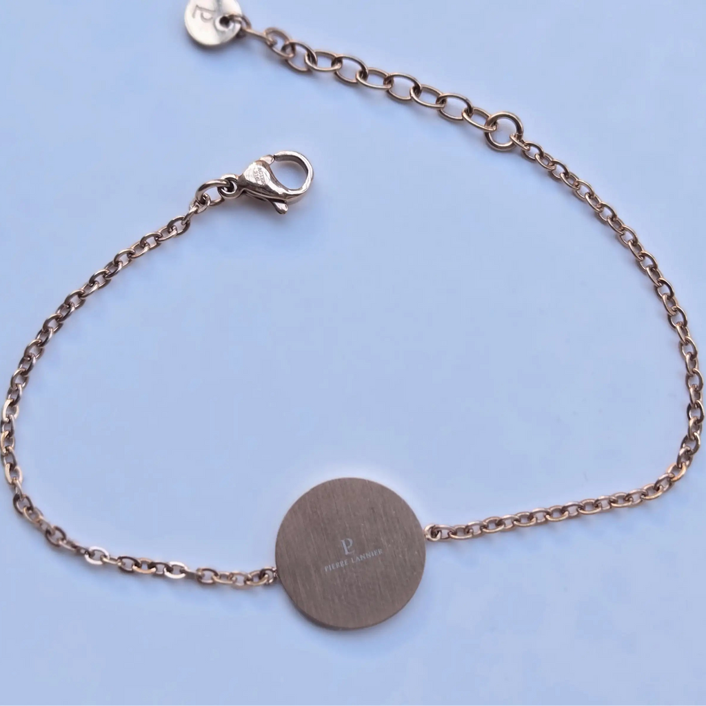 Bracelet Médaille Noir & Acier Rosé – Collection Signature Pierre Lannier