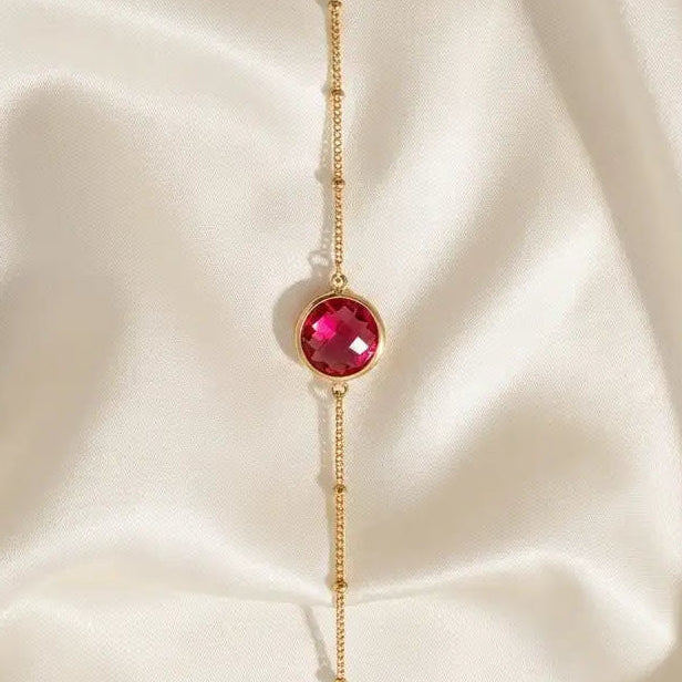Bracelet Pétillance – Pierre de Rubis Synthétique – Plaqué Or – Go Mademoiselle