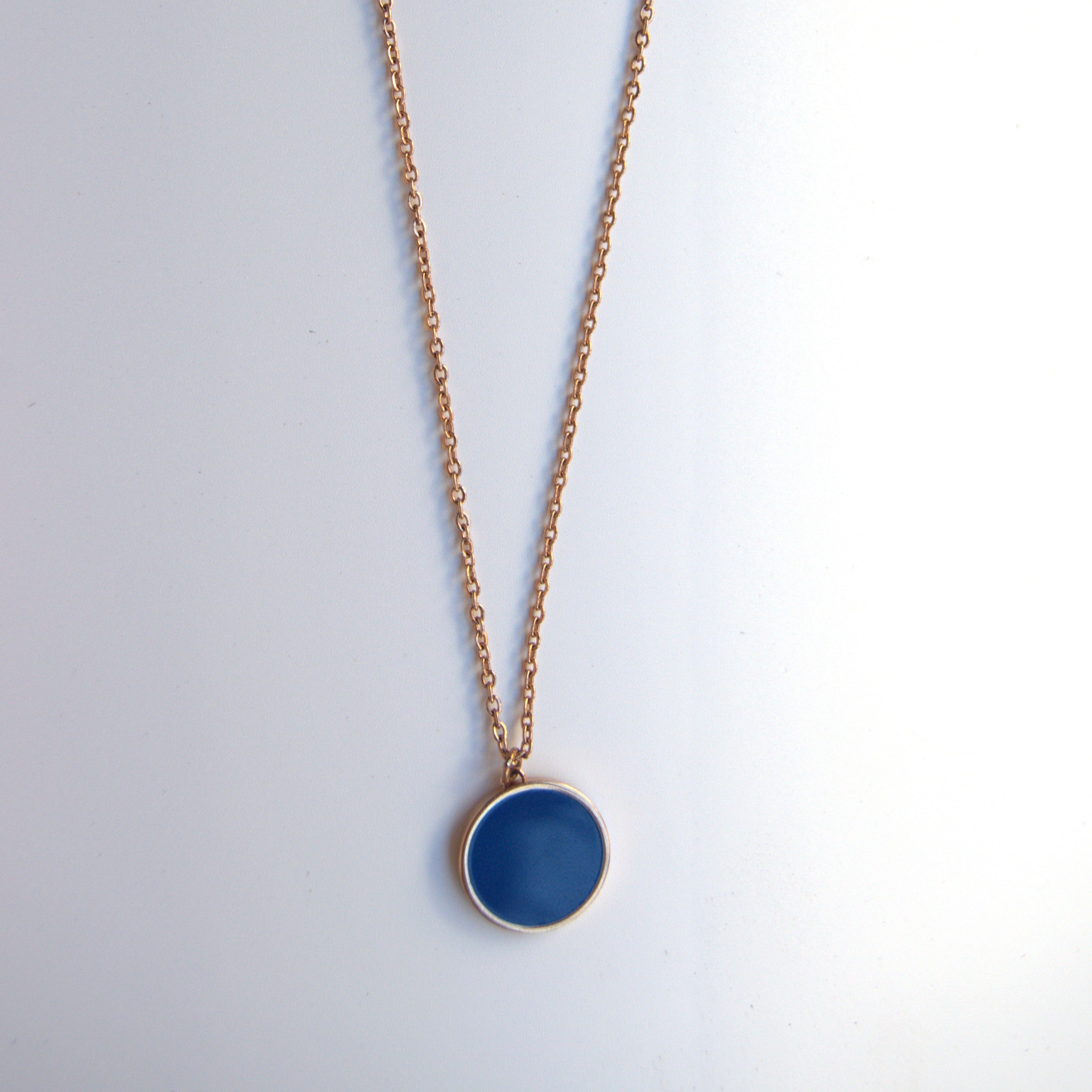 Collier Médaillon Bleu Azur & Bronze- Pierre Lanier