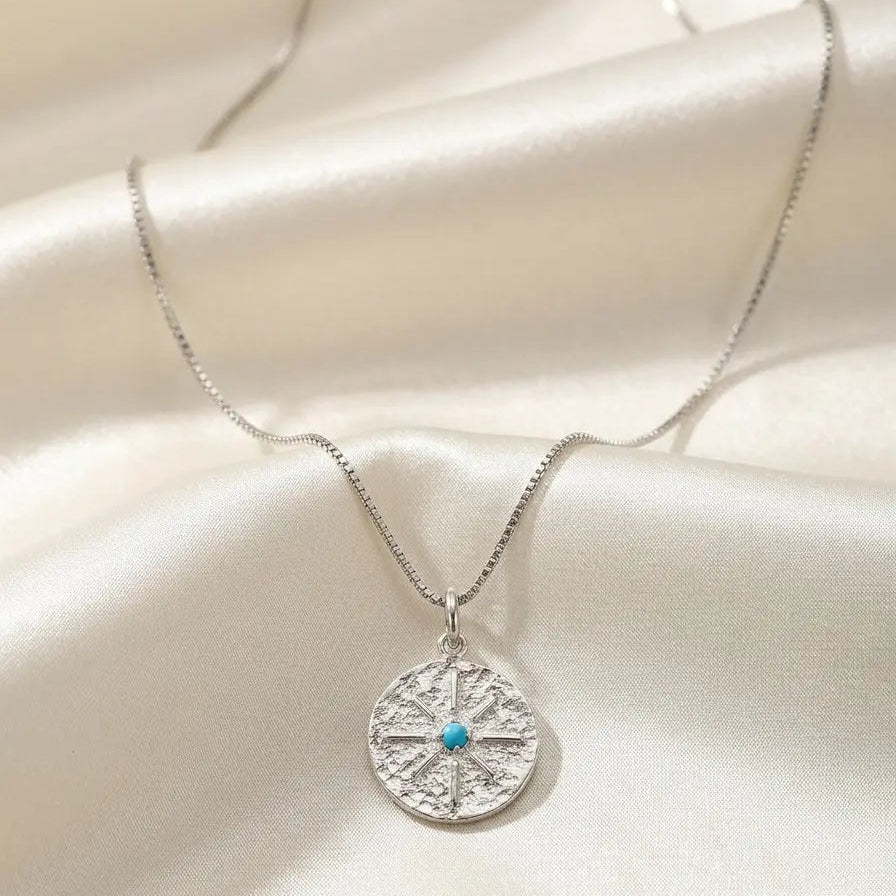Collier Rosace Étoilée en Argent Rhodié – Pierre Lannier