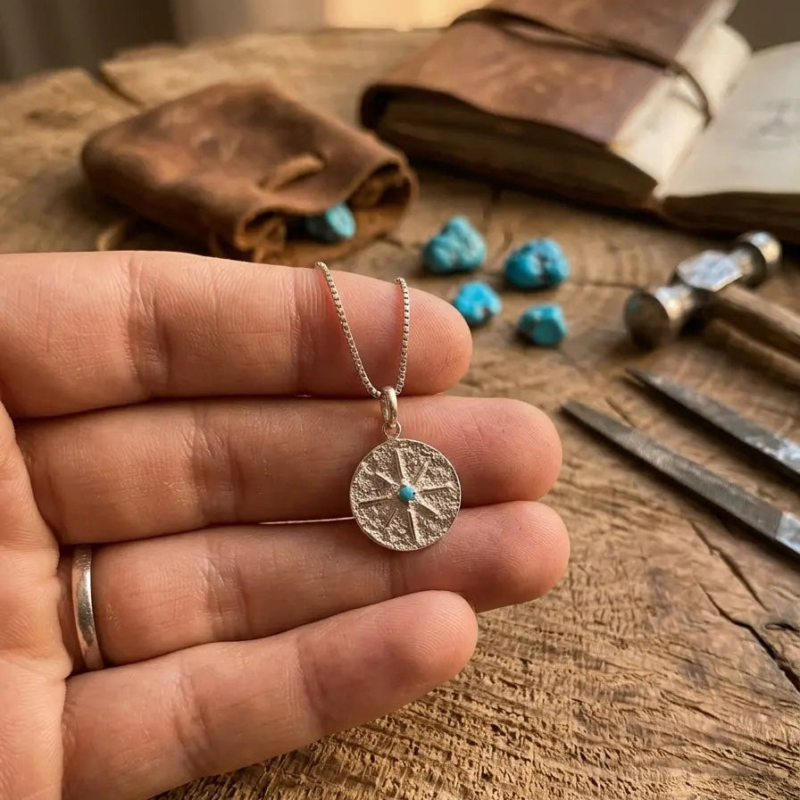 Collier Rosace Étoilée en Argent Rhodié – Pierre Lannier