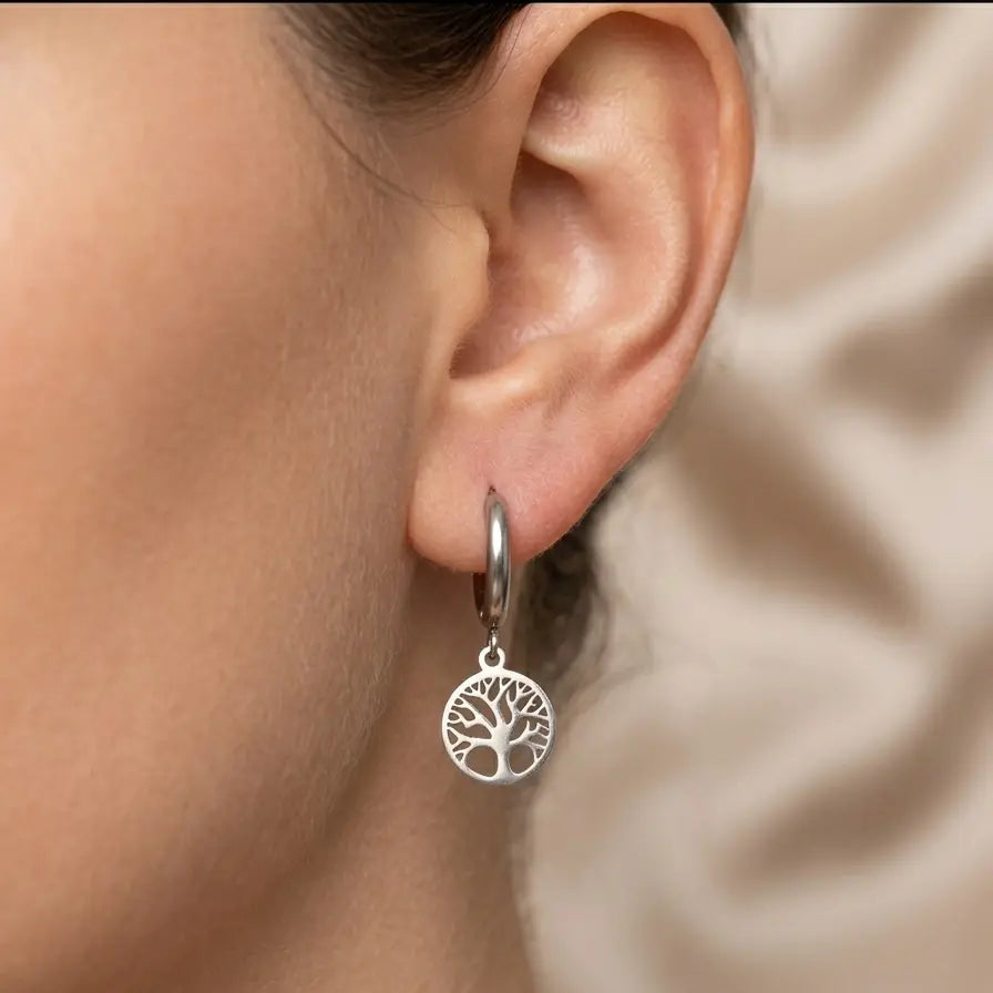 Boucles d’oreilles Arbre de Vie – Acier 316L – Signature Pierre Lannier
