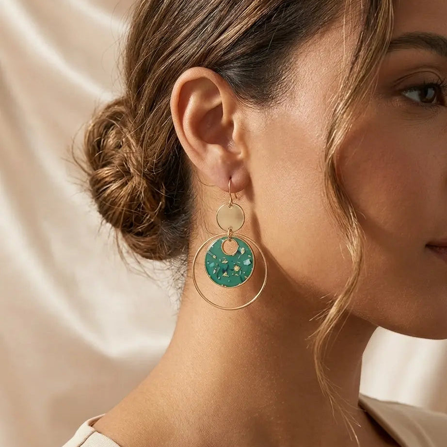 Boucles d'oreilles pendantes effet émeraude — Collection LH