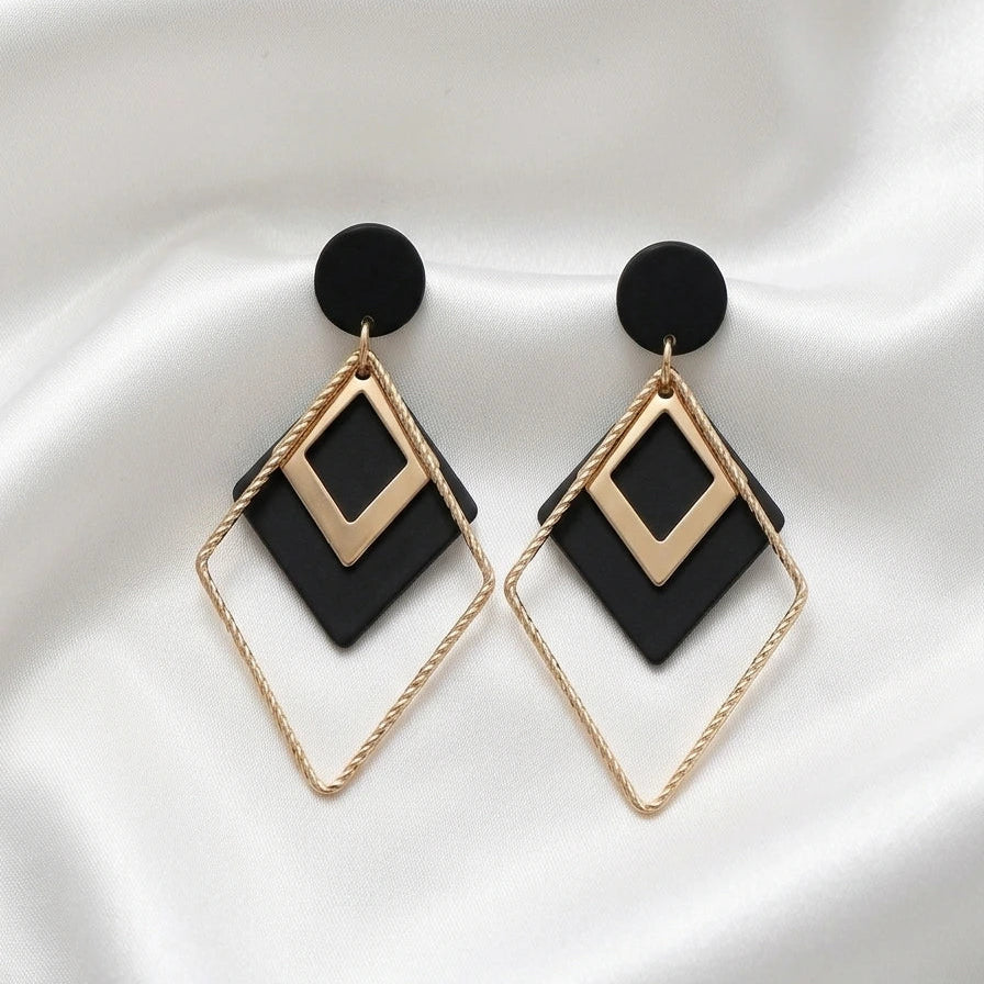 Boucles d'oreilles géométriques contrastées - Collection Fantaisie LH