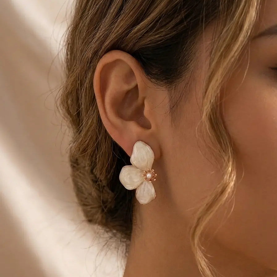Boucles d'Oreilles "Fleurs Éthérées" - Élégance Iridescente - LH