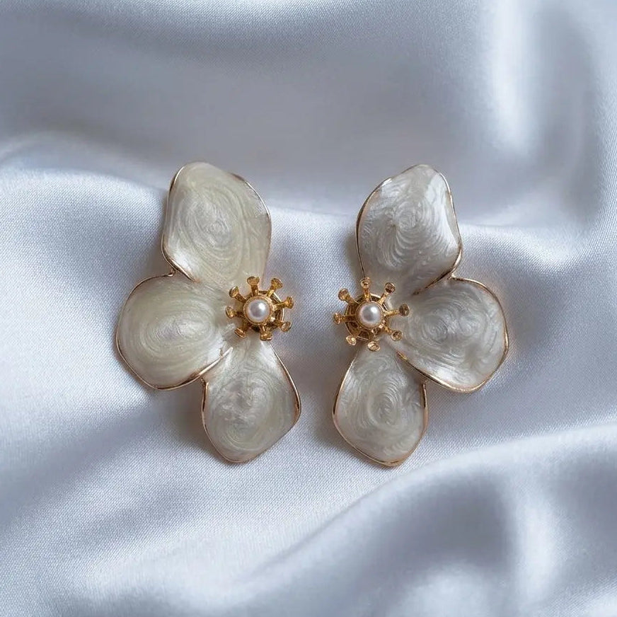 Boucles d'Oreilles "Fleurs Éthérées" - Élégance Iridescente - LH