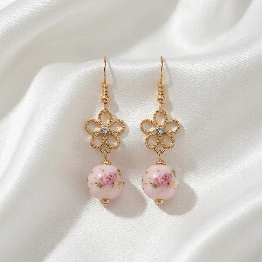 Boucles d’oreilles LH – Motifs Floraux & Doré