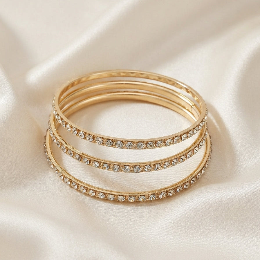 Set de Bracelets Semainiers Dorés Pincés de Cristaux - Fantaisie