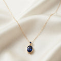 Collier Pendentif Ovale Saphir Doré