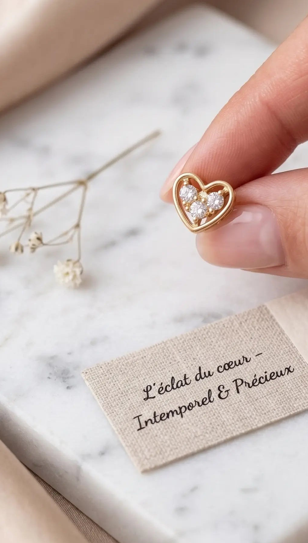 Boucles d'Oreilles Puces Cœur Étoilé en Plaqué Or et Oxydes de Zirconium-GO MADEMOISELLE