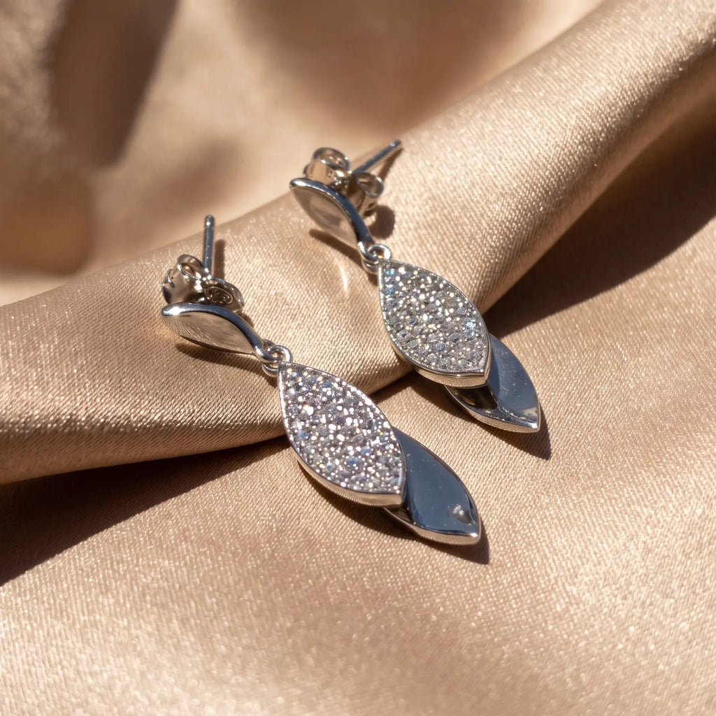 Boucles d'Oreilles Pendantes en Argent Rhodié – Pierre Lannier