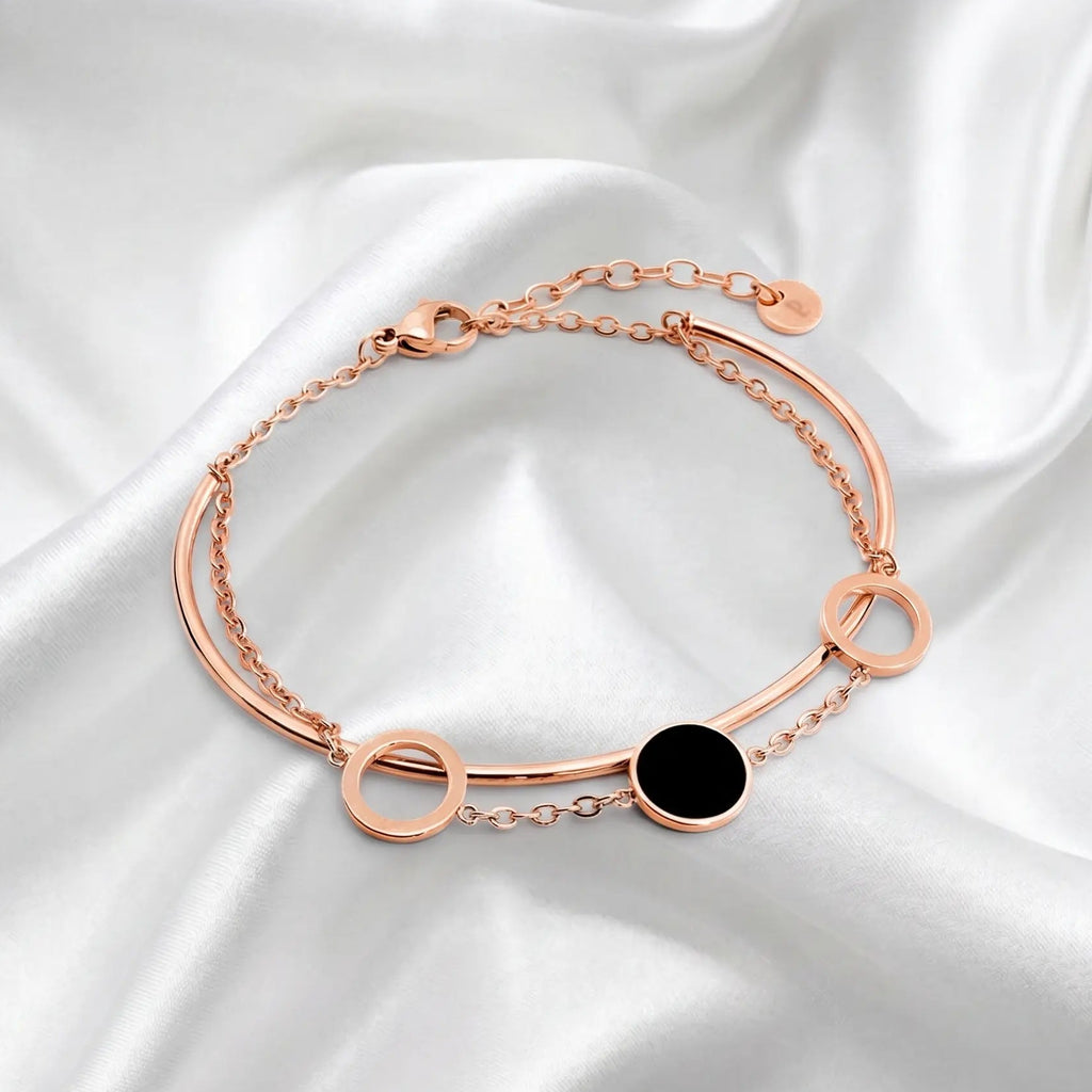 Bracelet Femme Graphique Noir & Rose Gold en Acier Inoxydable 316L – Pierre Lannier