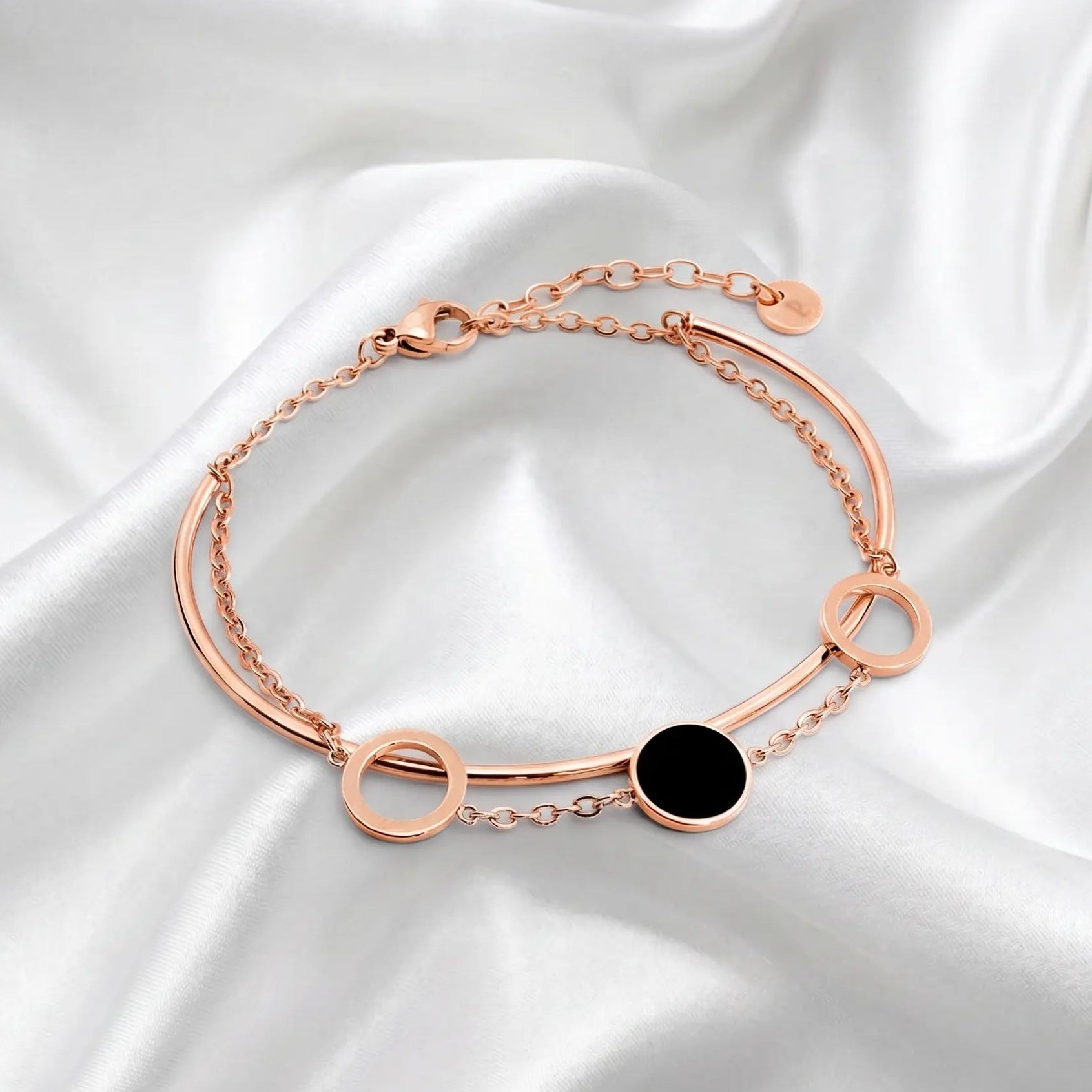 Bracelet Femme Graphique Noir & Rose Gold en Acier Inoxydable 316L – Pierre Lannier