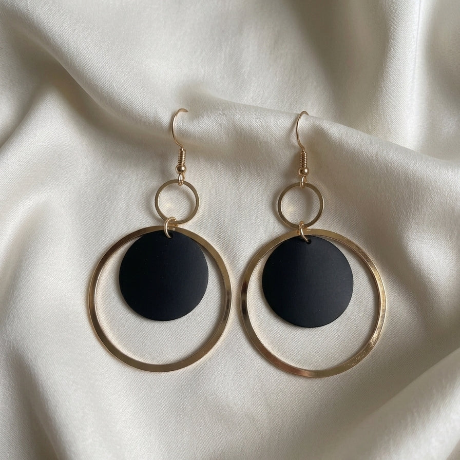 Boucles d'oreilles rondes bicolores