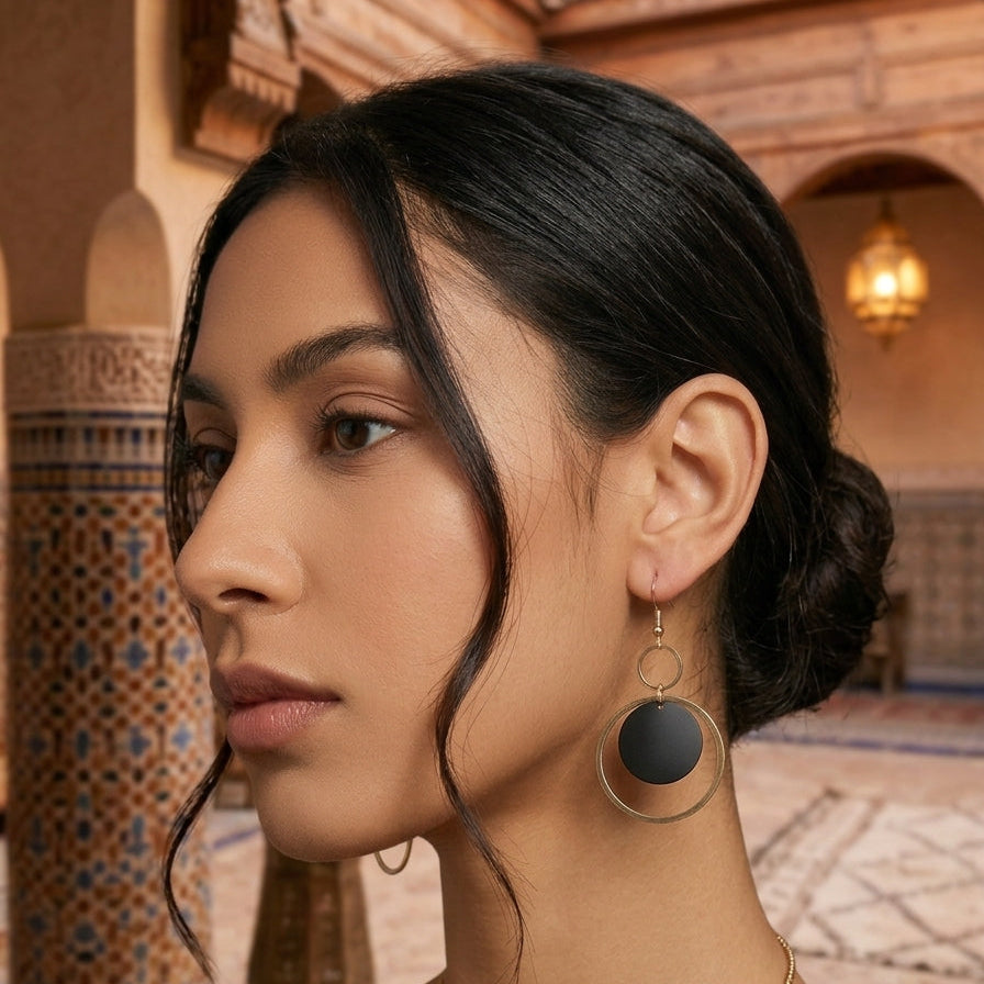Boucles d'oreilles rondes bicolores