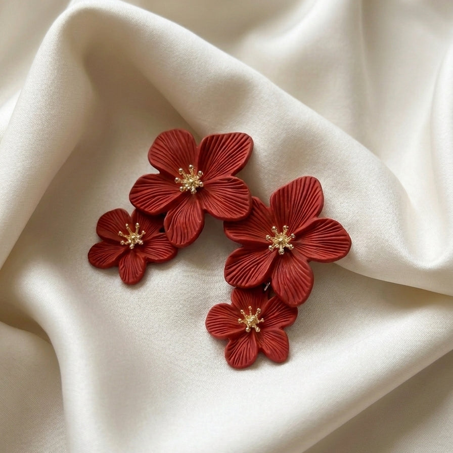 Boucles d'oreilles en grappes florales Terra Cotta