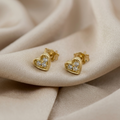 Boucles d'Oreilles Puces Cœur Étoilé en Plaqué Or et Oxydes de Zirconium-GO MADEMOISELLE