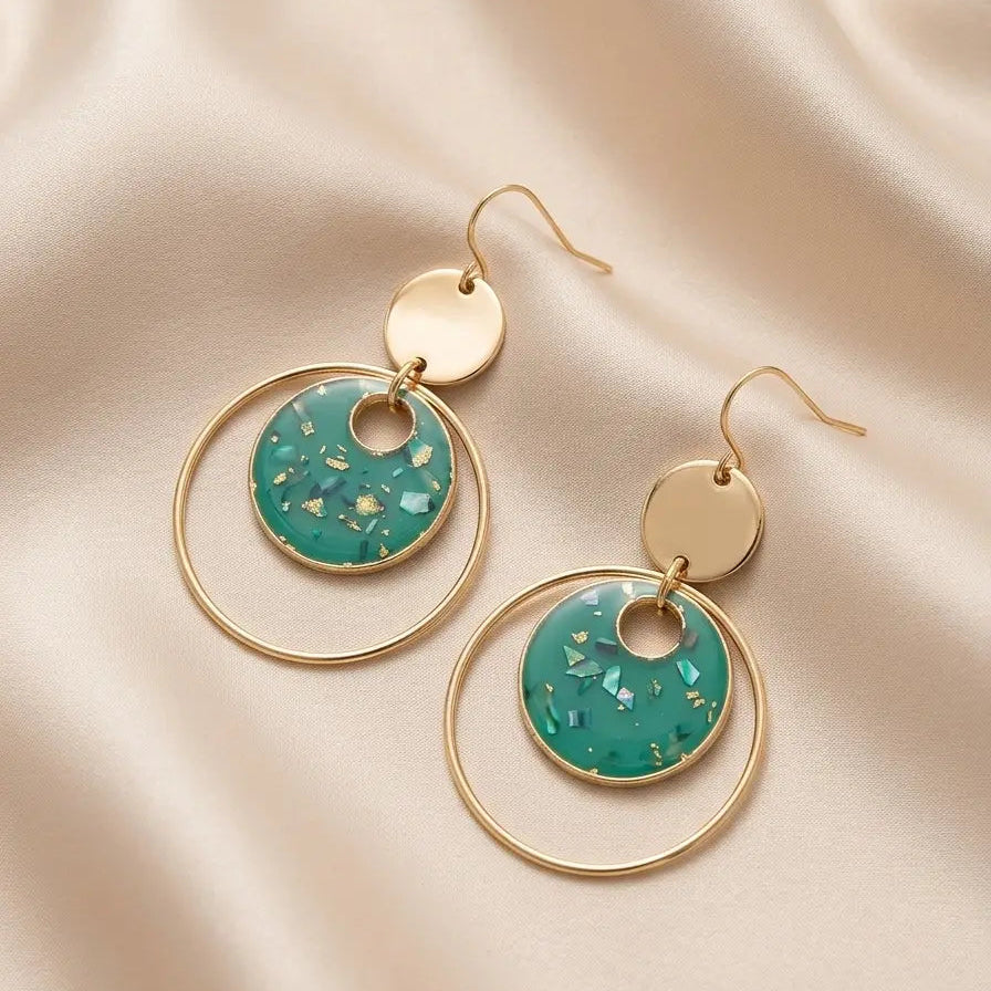 Boucles d'oreilles pendantes effet émeraude — Collection LH