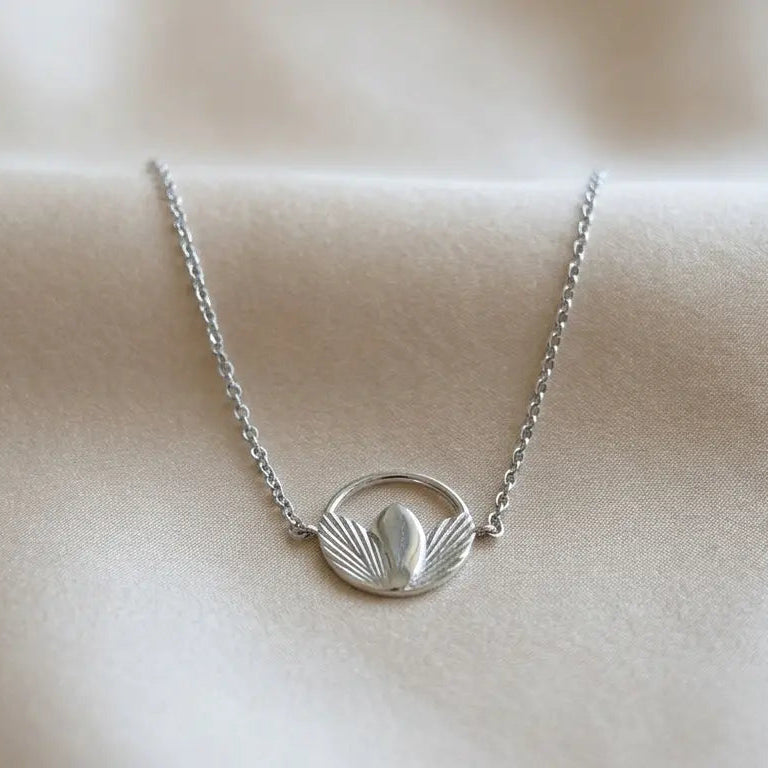 Bracelet Médaillon feuillage épuré Argent Rhodié – Pierre Lannier