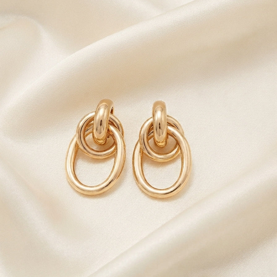 Boucles d'oreilles maillons ovales imbriqués