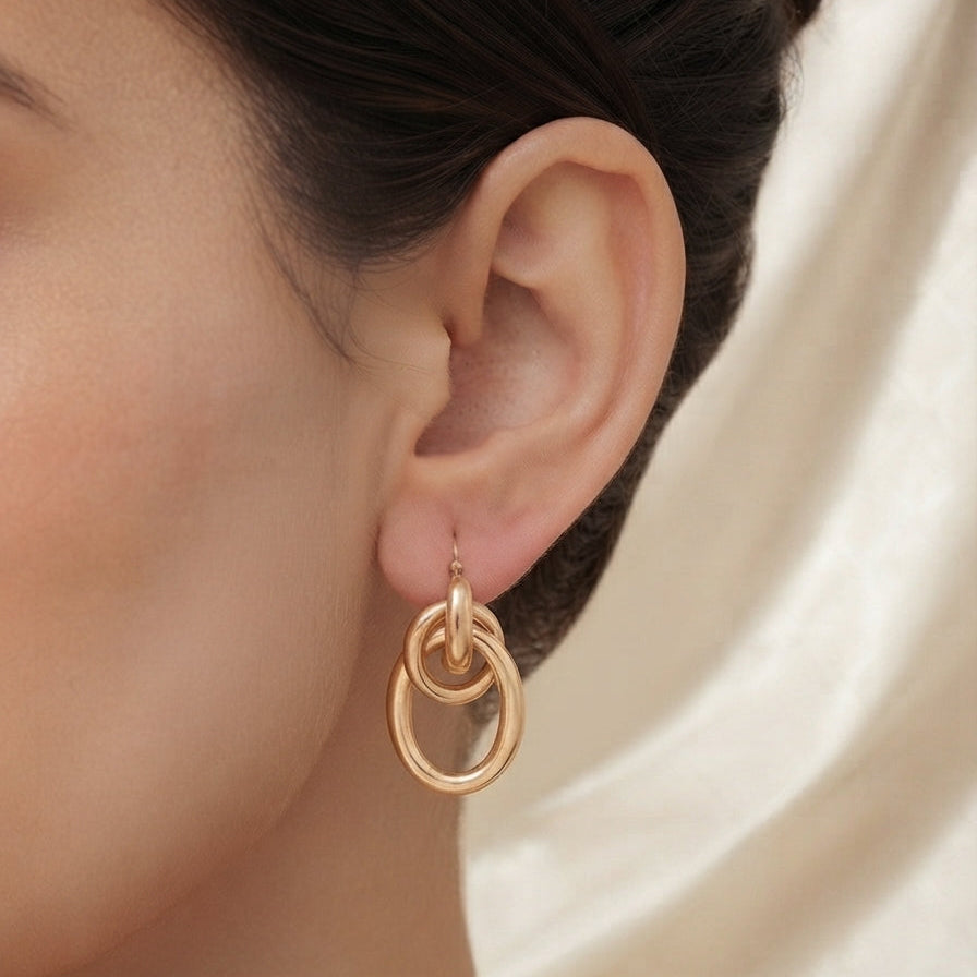 Boucles d'oreilles maillons ovales imbriqués