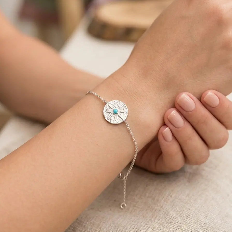 Bracelet Boussole Épuré en Argent Rhodié – Pierre Lannier