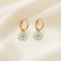 Boucles d'oreilles créoles Petite Fleur d'Aigue-Marine