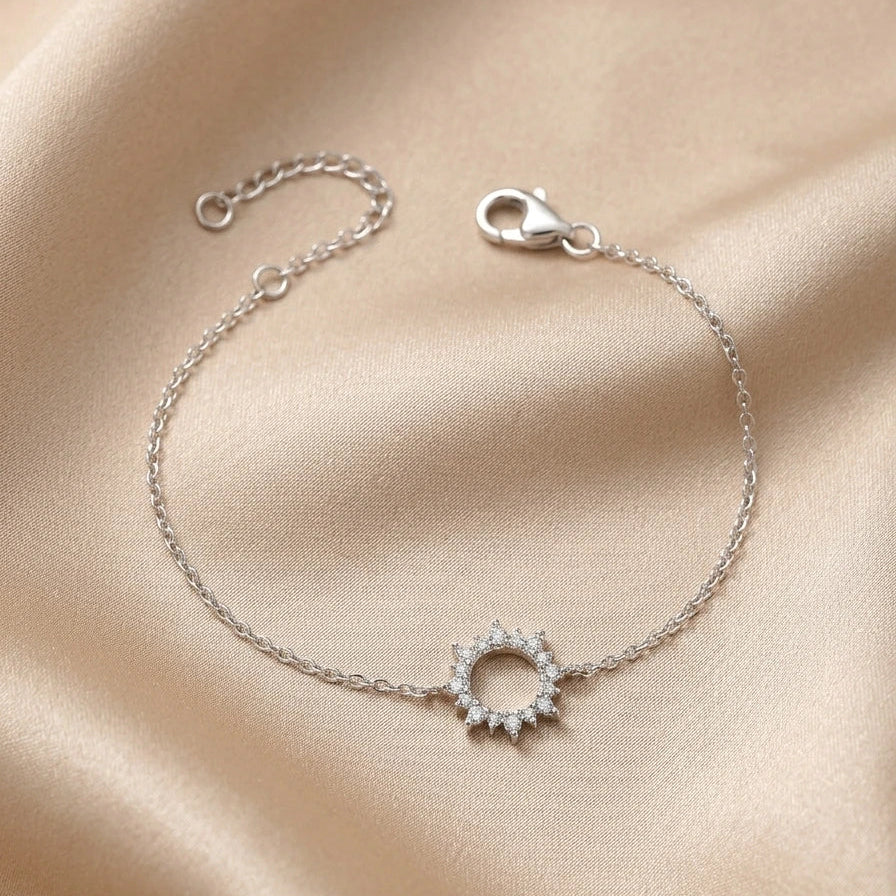 Bracelet Pierre Lannier en Argent Rhodié – Motif Soleil Étoilé Scintillant