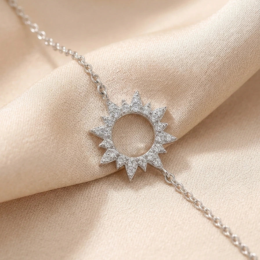 Bracelet Pierre Lannier en Argent Rhodié – Motif Soleil Étoilé Scintillant