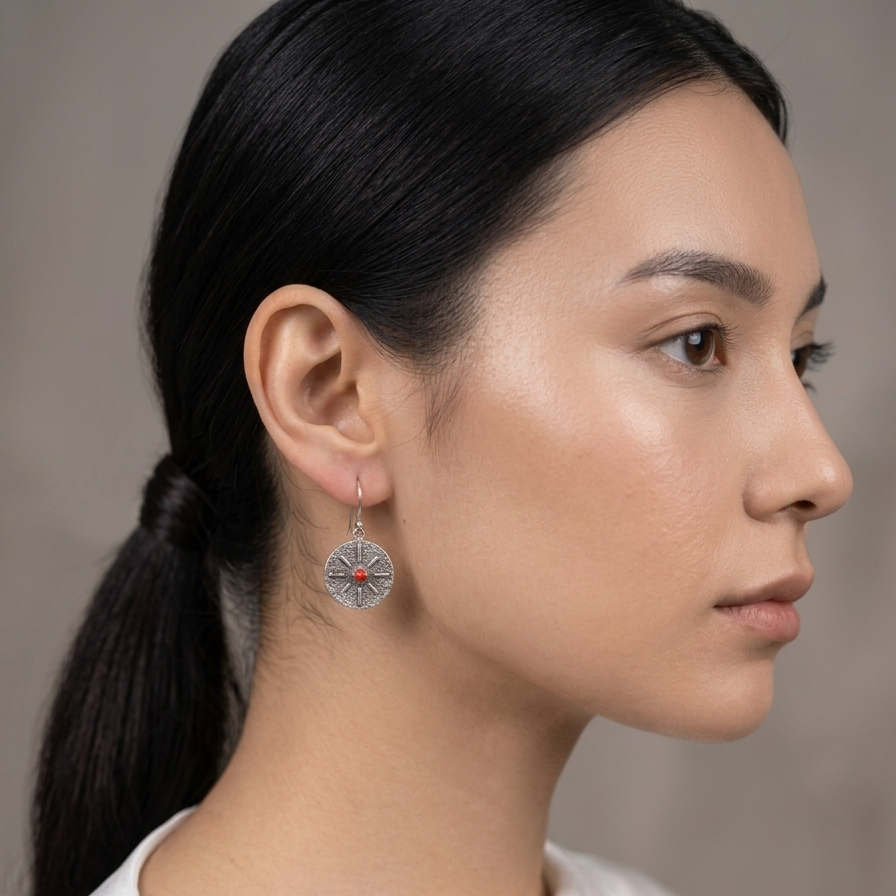 Boucles d’oreilles Solaires en Argent Rhodié – Collection Signature Pierre Lannier