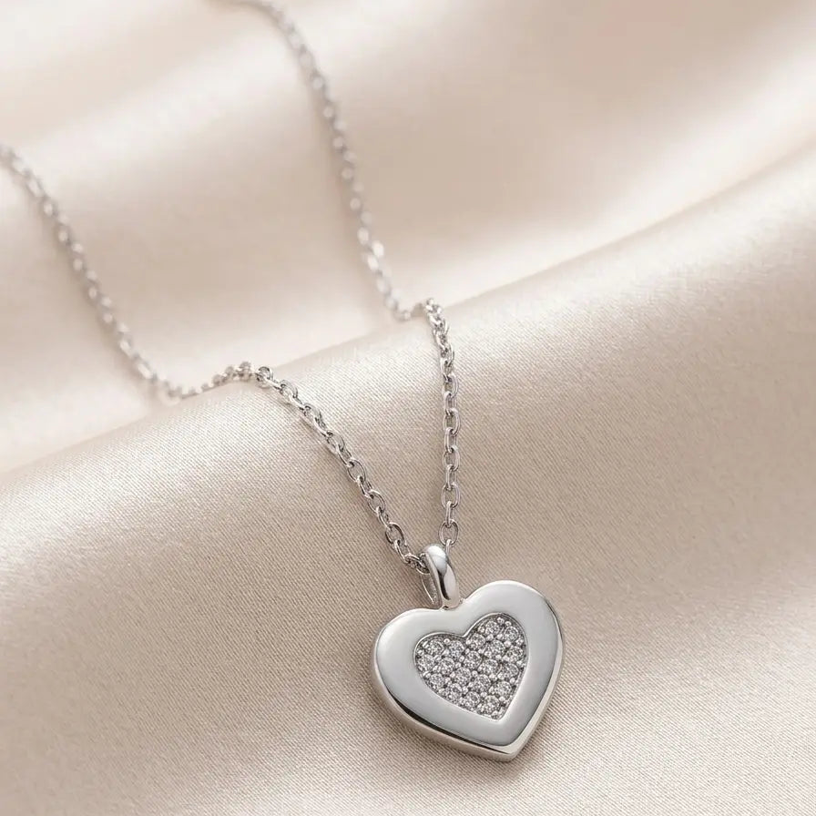 Collier Cœur Étincelant en Argent Rhodié – Collection Signature Pierre Lannier