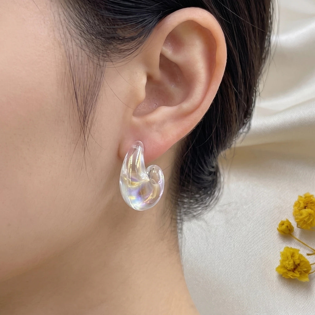 Boucles d'oreilles Forme Incurvée Effet Irisé -LH