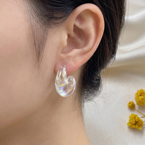 Boucles d'oreilles Forme Incurvée Effet Irisé -LH