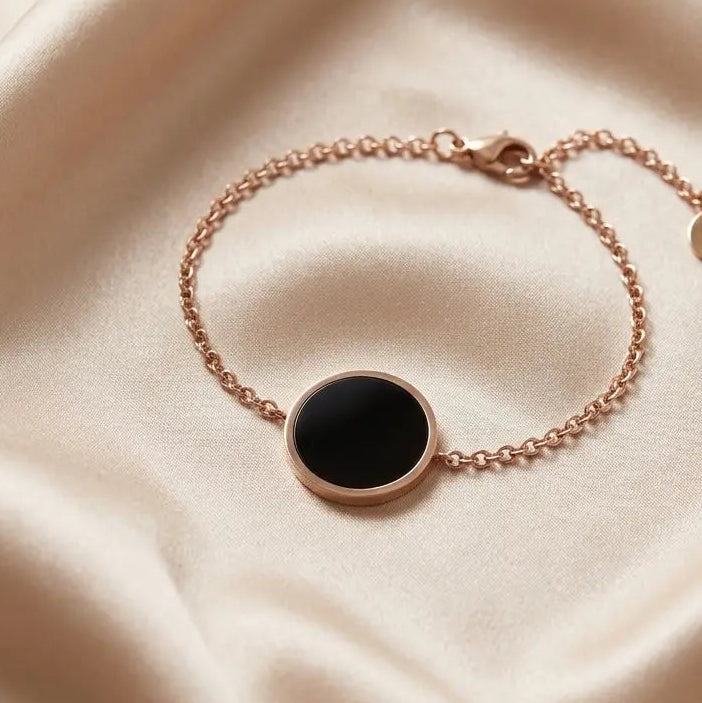 Bracelet Médaille Noir & Acier Rosé – Collection Signature Pierre Lannier