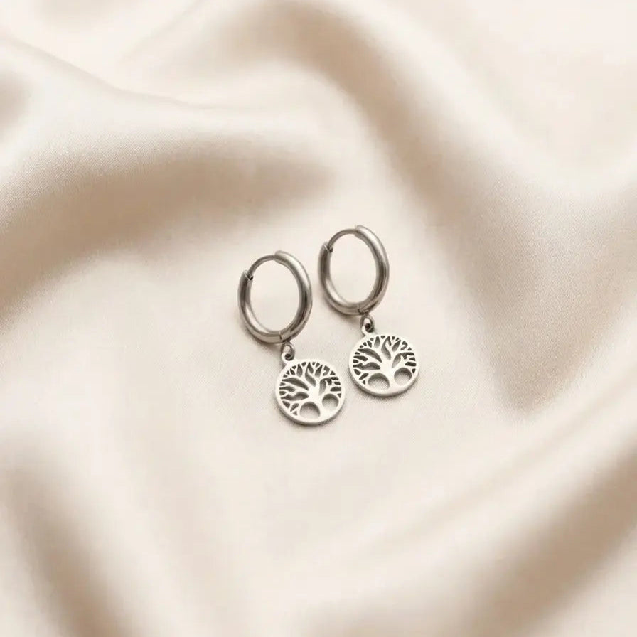 Boucles d’oreilles Arbre de Vie – Acier 316L – Signature Pierre Lannier