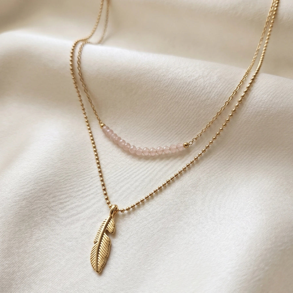 Collier Plume & Perles Synthétiques  – Go Mademoiselle