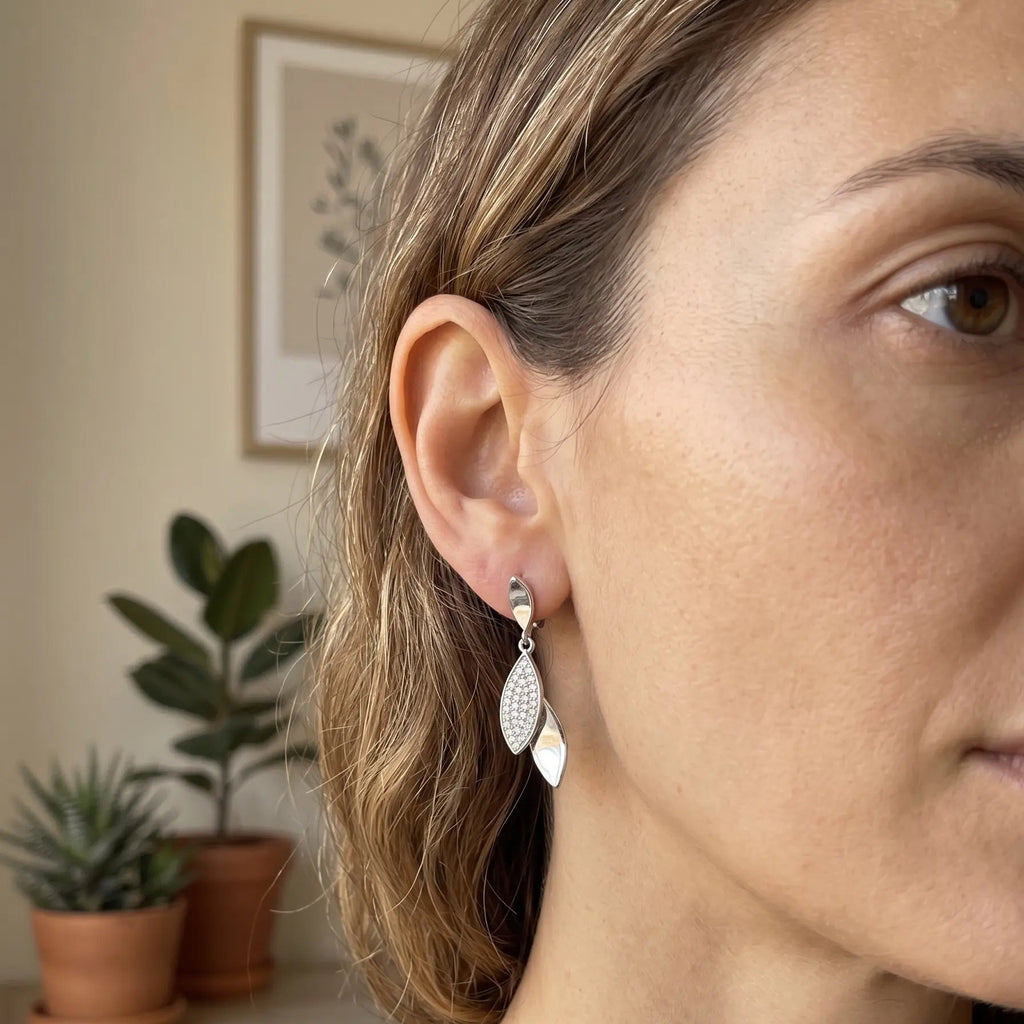 Boucles d'Oreilles Pendantes en Argent Rhodié – Pierre Lannier