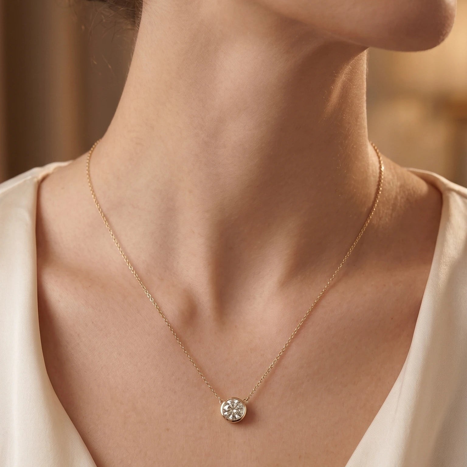 Collier Solitaire Éclat Intemporel – Plaqué Or - Go Mademoiselle