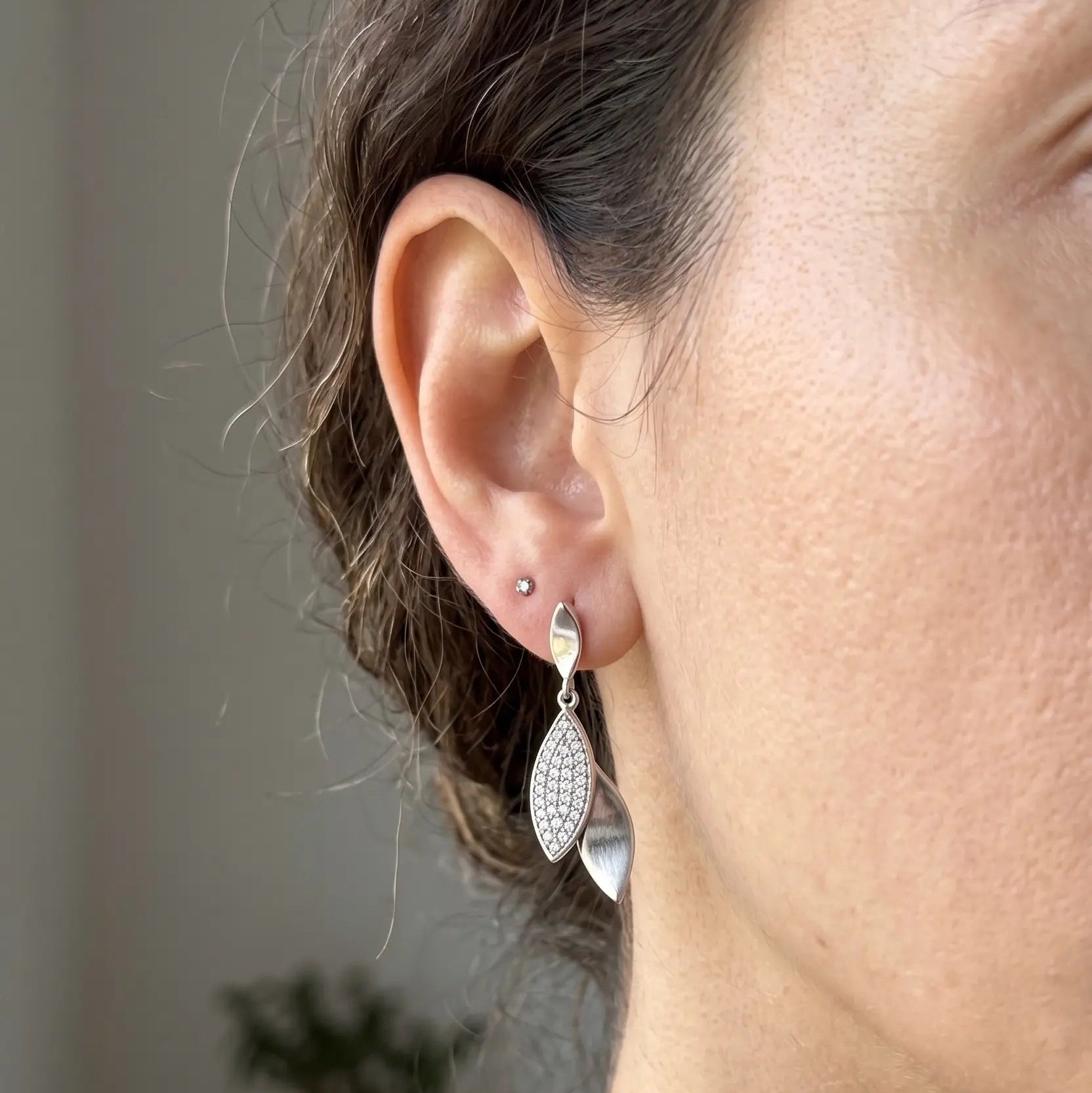 Boucles d'Oreilles Pendantes en Argent Rhodié – Pierre Lannier